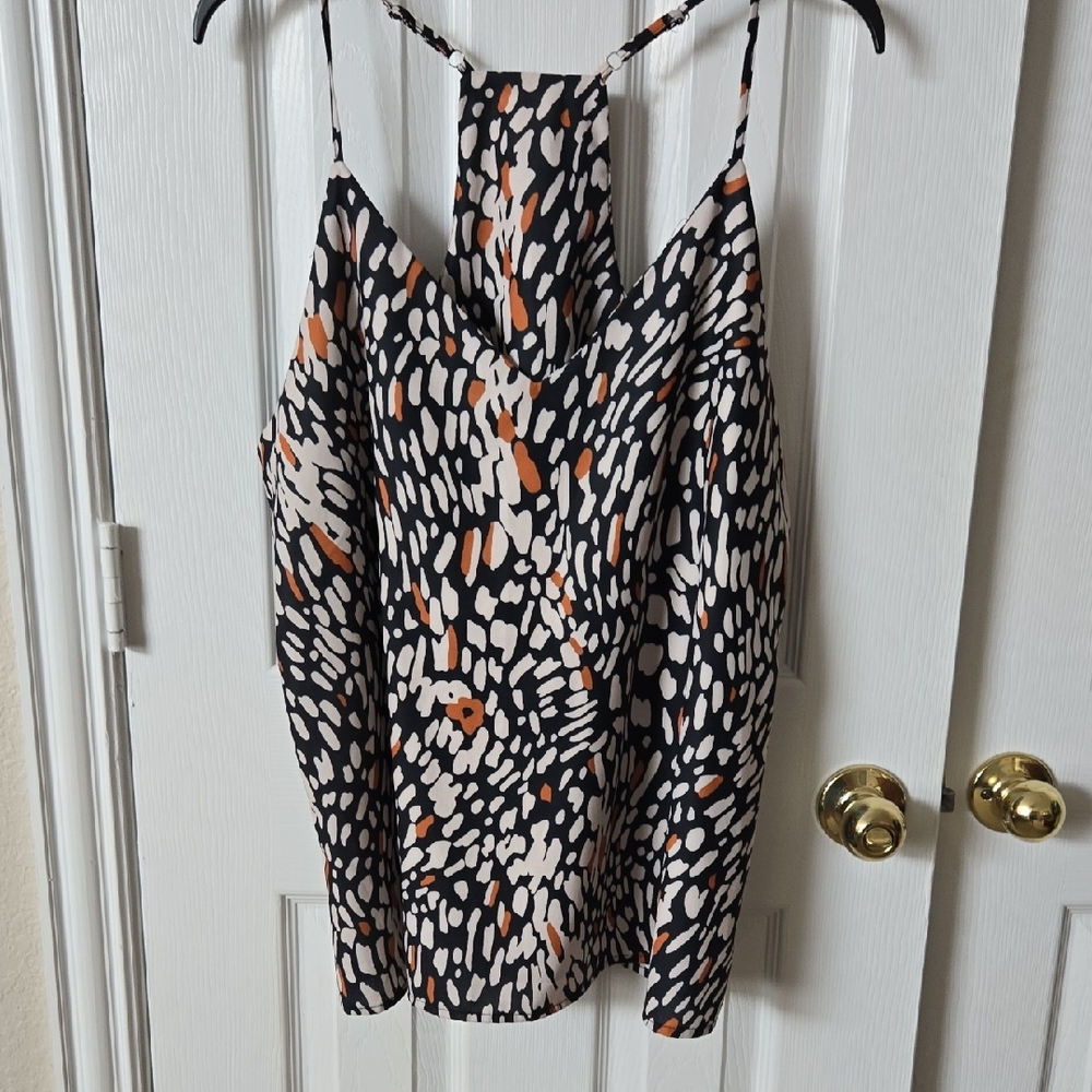 Black, White, Rust Cami Top